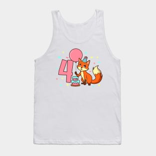 I am 4 with fox - girl birthday 4 years old Tank Top